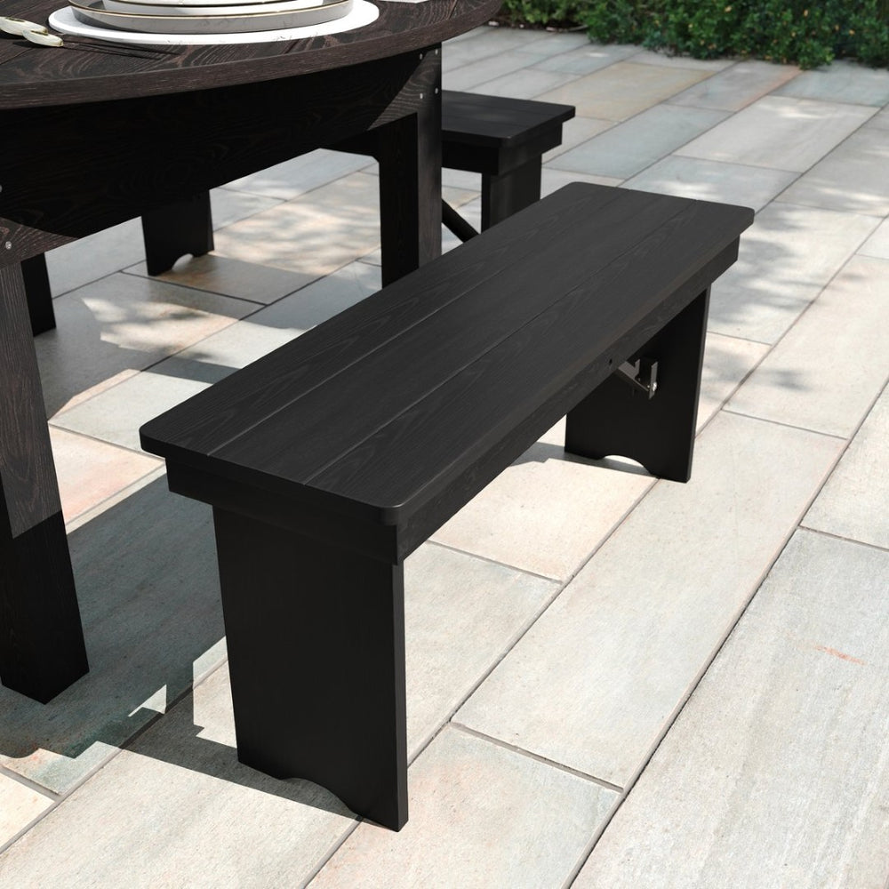 English Elm HERCULES 40" x 12" Rustic Pine Farmhouse Folding Bench with Locking Legs for Versatile Indoor Use XA-B-40X12-BW-GG