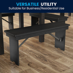 English Elm HERCULES 40" x 12" Rustic Pine Farmhouse Folding Bench with Locking Legs for Versatile Indoor Use XA-B-40X12-BW-GG