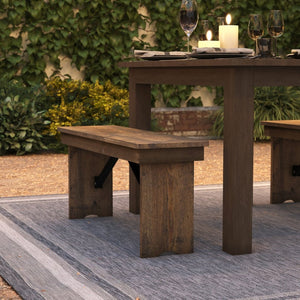 English Elm HERCULES Solid Pine Folding Farm Bench - Timeless Farmhouse Charm for Dining and Entryways Antique Rustic XA-B-40X12-GG