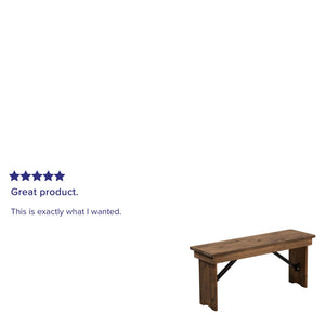 English Elm HERCULES Solid Pine Folding Farm Bench - Timeless Farmhouse Charm for Dining and Entryways Antique Rustic XA-B-40X12-GG