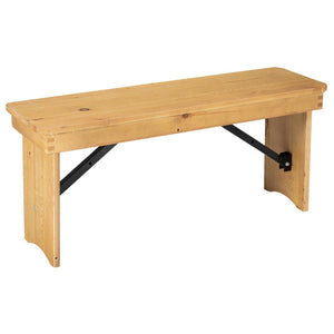 English Elm HERCULES Solid Pine Folding Farm Bench - Timeless Farmhouse Charm for Dining and Entryways Light Natural XA-B-40X12-LN-GG
