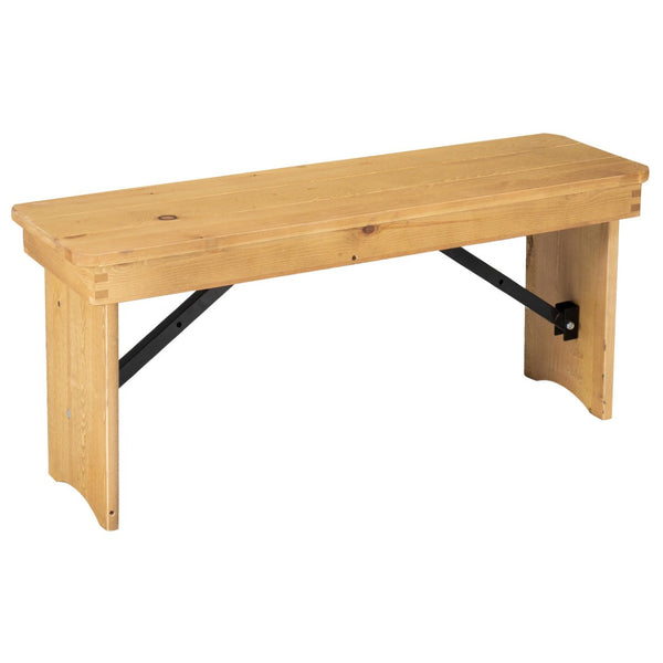 English Elm HERCULES Solid Pine Folding Farm Bench - Timeless Farmhouse Charm for Dining and Entryways Light Natural XA-B-40X12-LN-GG
