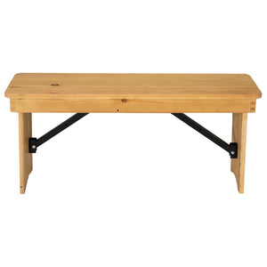 English Elm HERCULES Solid Pine Folding Farm Bench - Timeless Farmhouse Charm for Dining and Entryways Light Natural XA-B-40X12-LN-GG