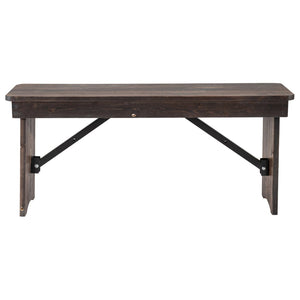 English Elm HERCULES Solid Pine Folding Farm Bench - Timeless Farmhouse Charm for Dining and Entryways Mahogany XA-B-40X12-MG-GG