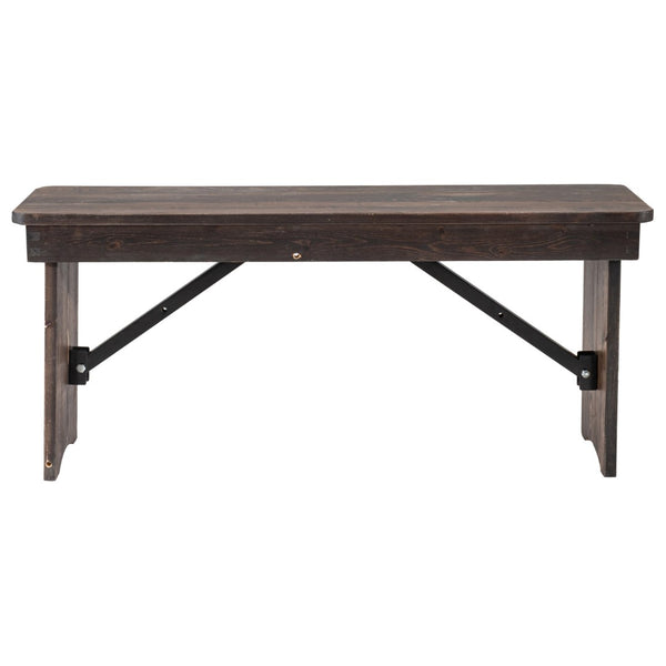 English Elm HERCULES Solid Pine Folding Farm Bench - Timeless Farmhouse Charm for Dining and Entryways Mahogany XA-B-40X12-MG-GG
