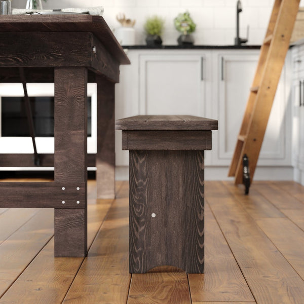 English Elm HERCULES Solid Pine Folding Farm Bench - Timeless Farmhouse Charm for Dining and Entryways Mahogany XA-B-40X12-MG-GG