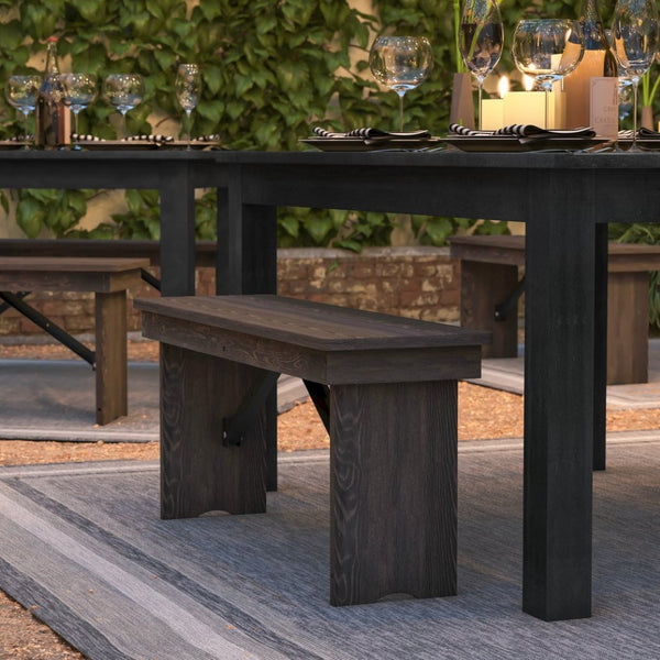 English Elm HERCULES Solid Pine Folding Farm Bench - Timeless Farmhouse Charm for Dining and Entryways Mahogany XA-B-40X12-MG-GG