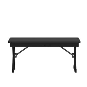 English Elm HERCULES 40" x 12" Rustic Black Wash Solid Pine Folding Bench with Locking X-Legs for Versatile Use XA-B-40X12-XLEGS-BW-GG