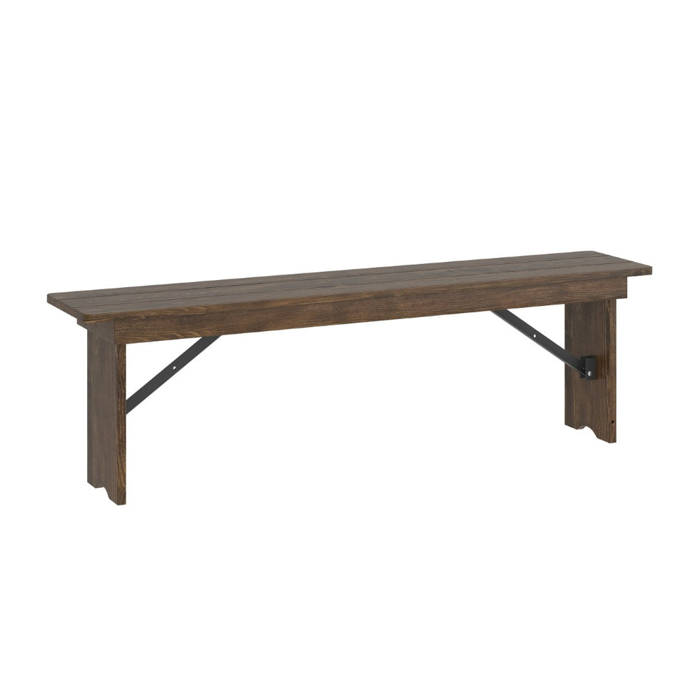 English Elm HERCULES 60" x 12" Rustic Solid Pine Folding Bench with Locking Legs for Farmhouse Charm & Versatility XA-B-60X12-GG