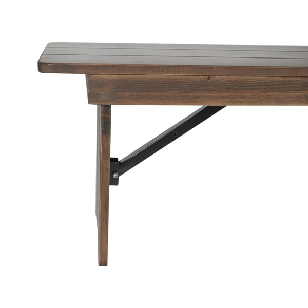 English Elm HERCULES 60" x 12" Rustic Solid Pine Folding Bench with Locking Legs for Farmhouse Charm & Versatility XA-B-60X12-GG