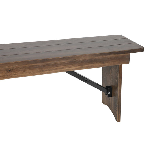 English Elm HERCULES 60" x 12" Rustic Solid Pine Folding Bench with Locking Legs for Farmhouse Charm & Versatility XA-B-60X12-GG