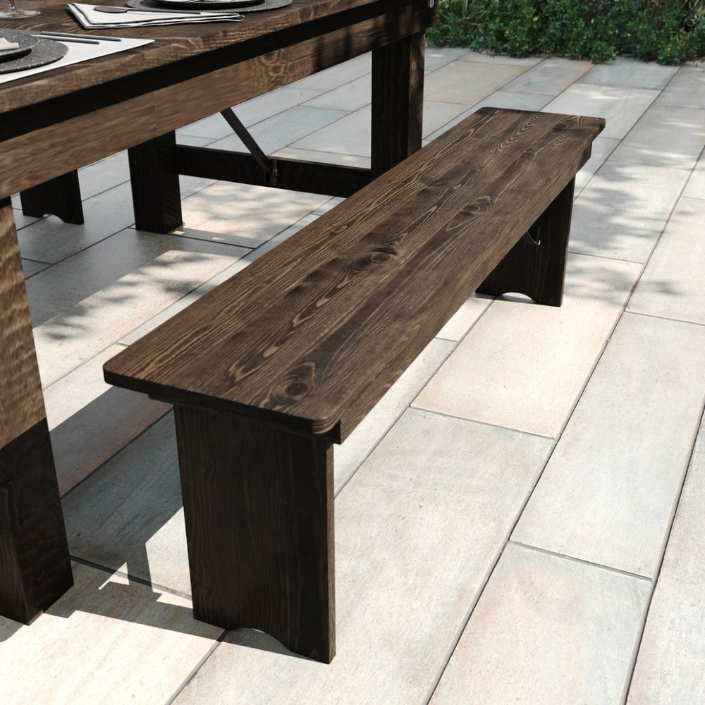 English Elm HERCULES 60" x 12" Rustic Solid Pine Folding Bench with Locking Legs for Farmhouse Charm & Versatility XA-B-60X12-GG