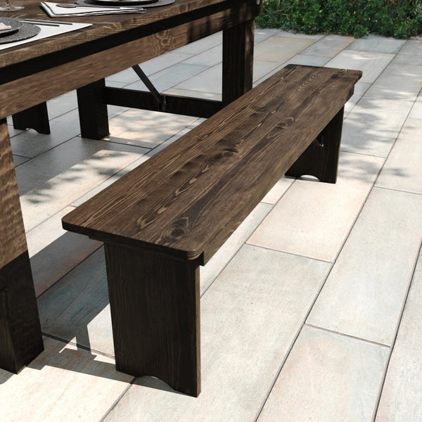 English Elm HERCULES 60" x 12" Rustic Solid Pine Folding Bench with Locking Legs for Farmhouse Charm & Versatility XA-B-60X12-GG