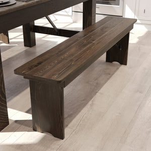 English Elm HERCULES 60" x 12" Rustic Solid Pine Folding Bench with Locking Legs for Farmhouse Charm & Versatility XA-B-60X12-GG