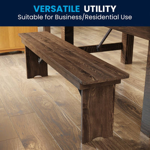 English Elm HERCULES 60" x 12" Rustic Solid Pine Folding Bench with Locking Legs for Farmhouse Charm & Versatility XA-B-60X12-GG