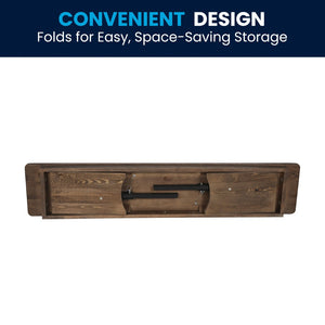 English Elm HERCULES 60" x 12" Rustic Solid Pine Folding Bench with Locking Legs for Farmhouse Charm & Versatility XA-B-60X12-GG