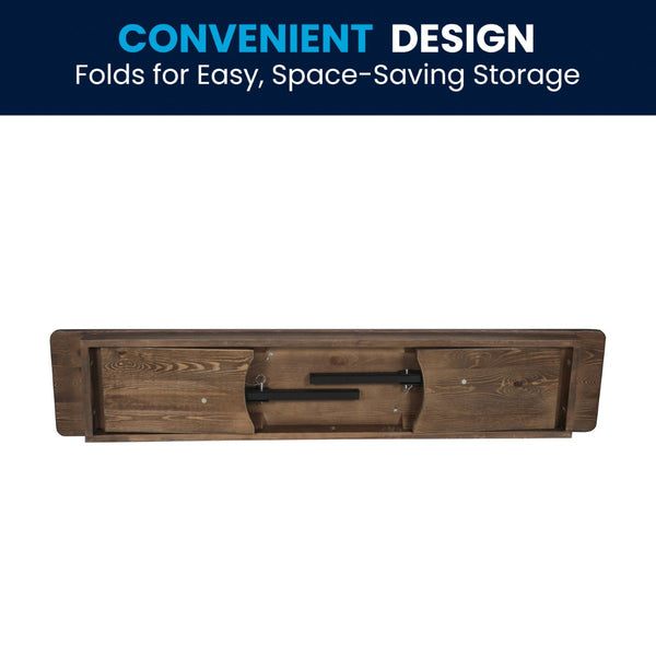 English Elm HERCULES 60" x 12" Rustic Solid Pine Folding Bench with Locking Legs for Farmhouse Charm & Versatility XA-B-60X12-GG