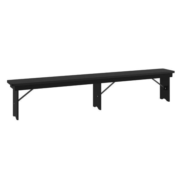 English Elm HERCULES Solid Pine Farmhouse Folding Bench - Durable, Stylish, and Perfect for Indoor or Event Use Black Wash XA-B-96X12-L-BW-GG