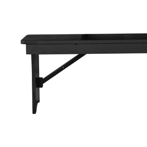 English Elm HERCULES Solid Pine Farmhouse Folding Bench - Durable, Stylish, and Perfect for Indoor or Event Use Black Wash XA-B-96X12-L-BW-GG