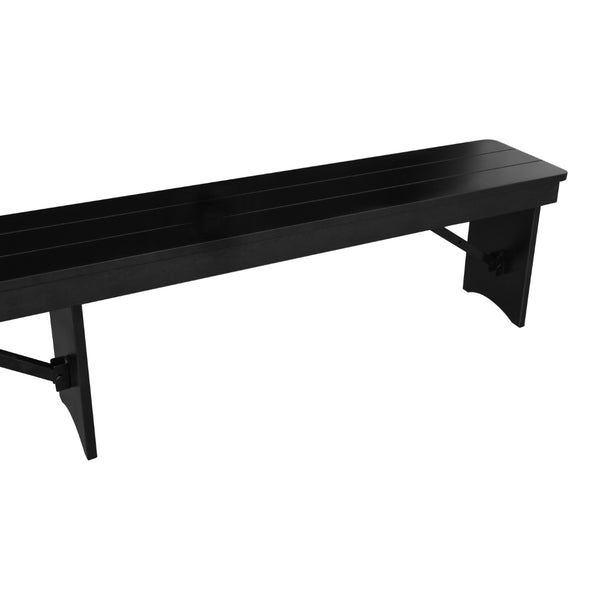 English Elm HERCULES Solid Pine Farmhouse Folding Bench - Durable, Stylish, and Perfect for Indoor or Event Use Black Wash XA-B-96X12-L-BW-GG