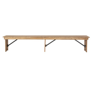 English Elm HERCULES Solid Pine Farmhouse Folding Bench - Durable, Stylish, and Perfect for Indoor or Event Use Antique Rustic XA-B-96X12-L-GG
