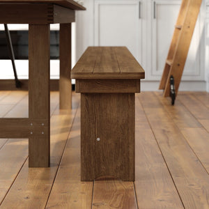 English Elm HERCULES Solid Pine Farmhouse Folding Bench - Durable, Stylish, and Perfect for Indoor or Event Use Antique Rustic XA-B-96X12-L-GG