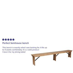 English Elm HERCULES Solid Pine Farmhouse Folding Bench - Durable, Stylish, and Perfect for Indoor or Event Use Antique Rustic XA-B-96X12-L-GG