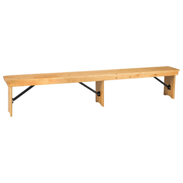 English Elm HERCULES Solid Pine Farmhouse Folding Bench - Durable, Stylish, and Perfect for Indoor or Event Use Light Natural XA-B-96X12-L-LN-GG