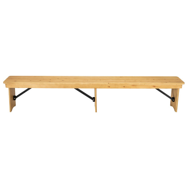 English Elm HERCULES Solid Pine Farmhouse Folding Bench - Durable, Stylish, and Perfect for Indoor or Event Use Light Natural XA-B-96X12-L-LN-GG