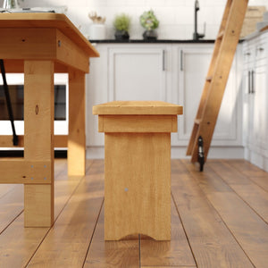 English Elm HERCULES Solid Pine Farmhouse Folding Bench - Durable, Stylish, and Perfect for Indoor or Event Use Light Natural XA-B-96X12-L-LN-GG