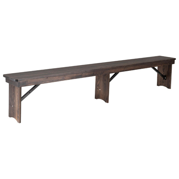 English Elm HERCULES Solid Pine Farmhouse Folding Bench - Durable, Stylish, and Perfect for Indoor or Event Use Mahogany XA-B-96X12-L-MG-GG