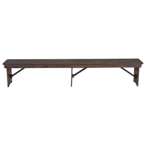 English Elm HERCULES Solid Pine Farmhouse Folding Bench - Durable, Stylish, and Perfect for Indoor or Event Use Mahogany XA-B-96X12-L-MG-GG