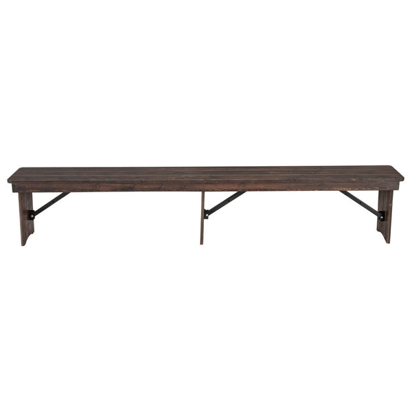 English Elm HERCULES Solid Pine Farmhouse Folding Bench - Durable, Stylish, and Perfect for Indoor or Event Use Mahogany XA-B-96X12-L-MG-GG