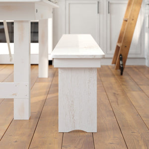 English Elm HERCULES Solid Pine Farmhouse Folding Bench - Durable, Stylish, and Perfect for Indoor or Event Use Antique Rustic White 8'L x 12"W XA-B-96X12-L-WH-GG