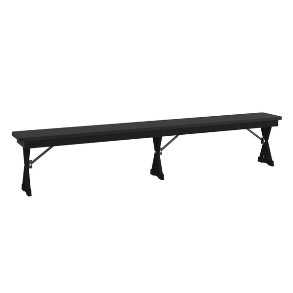English Elm HERCULES 8' x 12'' Black Wash Solid Pine Folding Bench - Rustic Farmhouse Style for Home & Events XA-B-96X12-L-XLEGS-BW-GG