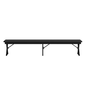 English Elm HERCULES 8' x 12'' Black Wash Solid Pine Folding Bench - Rustic Farmhouse Style for Home & Events XA-B-96X12-L-XLEGS-BW-GG