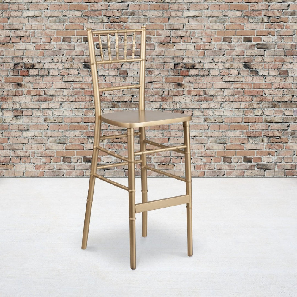 English Elm HERCULES Gold Wood Chiavari Barstool - Elegant, Stackable, and Durable for Events & Weddings XA-CH-BAR-GO-GG