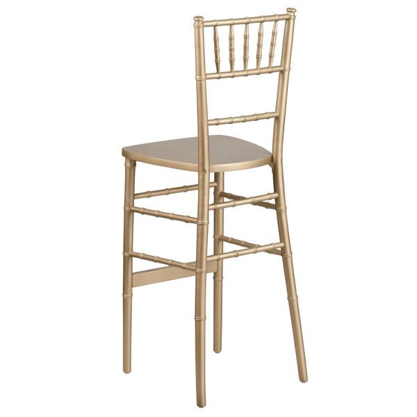 English Elm HERCULES Gold Wood Chiavari Barstool - Elegant, Stackable, and Durable for Events & Weddings XA-CH-BAR-GO-GG