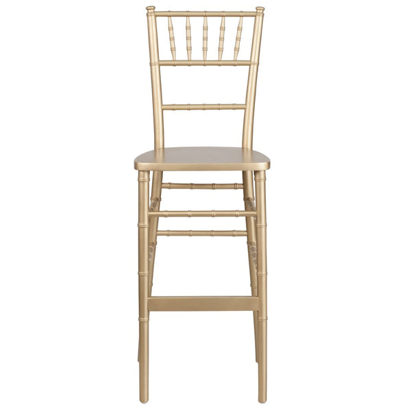 English Elm HERCULES Gold Wood Chiavari Barstool - Elegant, Stackable, and Durable for Events & Weddings XA-CH-BAR-GO-GG