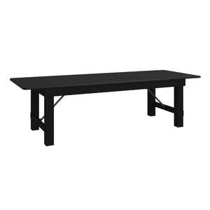 English Elm HERCULES Commercial Farmhouse Folding Table - Durable Solid Pine Design for Dining & Events, 10 Seats Black Wash 9'L x 40"W XA-F-108X40-BW-GG