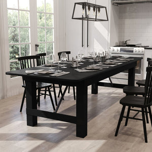 English Elm HERCULES Commercial Farmhouse Folding Table - Durable Solid Pine Design for Dining & Events, 10 Seats Black Wash 9'L x 40"W XA-F-108X40-BW-GG