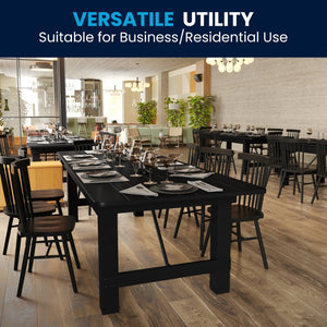 English Elm HERCULES Commercial Farmhouse Folding Table - Durable Solid Pine Design for Dining & Events, 10 Seats Black Wash 9'L x 40"W XA-F-108X40-BW-GG