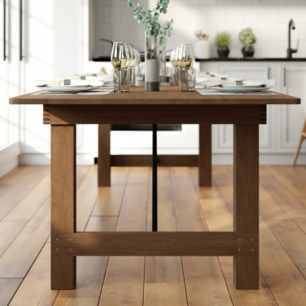 English Elm HERCULES Commercial Farmhouse Folding Table - Durable Solid Pine Design for Dining & Events, 10 Seats Antique Rustic 9'L x 40"W XA-F-108X40-GG