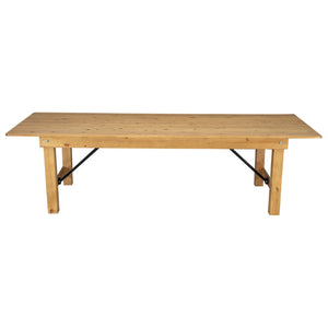 English Elm HERCULES Commercial Farmhouse Folding Table - Durable Solid Pine Design for Dining & Events, 10 Seats Light Natural 9'L x 40"W XA-F-108X40-LN-GG