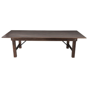 English Elm HERCULES Commercial Farmhouse Folding Table - Durable Solid Pine Design for Dining & Events, 10 Seats Mahogany 9'L x 40"W XA-F-108X40-MG-GG