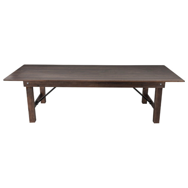 English Elm HERCULES Commercial Farmhouse Folding Table - Durable Solid Pine Design for Dining & Events, 10 Seats Mahogany 9'L x 40"W XA-F-108X40-MG-GG