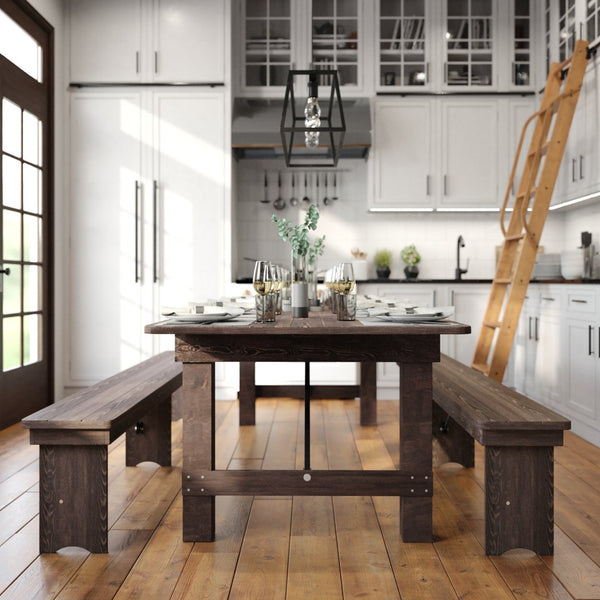 English Elm HERCULES Commercial Farmhouse Folding Table - Durable Solid Pine Design for Dining & Events, 10 Seats Mahogany 9'L x 40"W XA-F-108X40-MG-GG