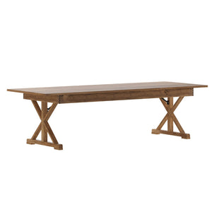 English Elm HERCULES Folding Farm Table - Solid Pine Design with X Legs for Stylish Dining and Easy Storage Antique Rustic 9'L x 40"W XA-F-108X40-XLEGS-GG