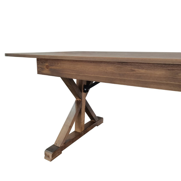 English Elm HERCULES Folding Farm Table - Solid Pine Design with X Legs for Stylish Dining and Easy Storage Antique Rustic 9'L x 40"W XA-F-108X40-XLEGS-GG