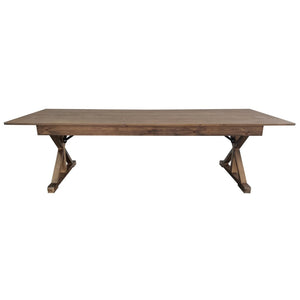 English Elm HERCULES Folding Farm Table - Solid Pine Design with X Legs for Stylish Dining and Easy Storage Antique Rustic 9'L x 40"W XA-F-108X40-XLEGS-GG